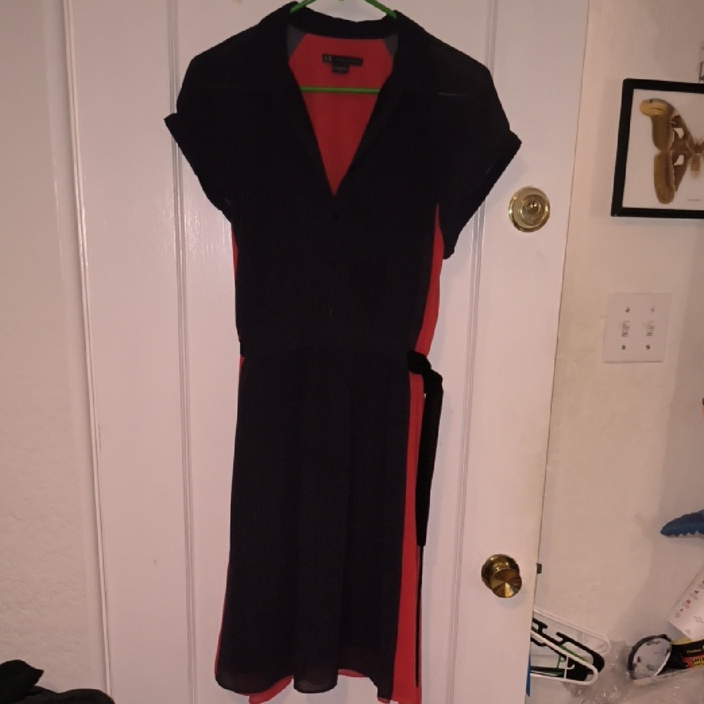 Armani Exchange | Black and Red Contrast Midi Dress